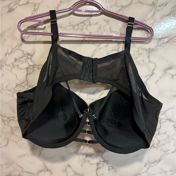 NEW Cacique Boost Balconette Bra Black Gold 48D Underwire Padded Black Lace - Picture 5 of 6